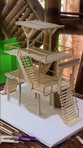 🏗️ Building a Popsicle Stick Lookout Tower 🏰 | DIY Mini Project #lookout #diy #tower