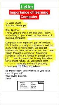 A Letter About the Importance of Learning Computer #letterwriting #computer #computereducation