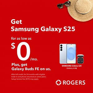 Upgrade your phone and your summer soundtrack with Samsung Galaxy S25 from $0/month Galaxy Buds FE on us. | Rogers