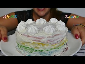 ASMR | Rainbow Crepe Cake home made *no talking*