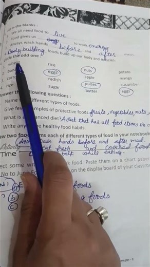 #class 2,EVS lesson 6" Food for us"cloud nine book Semester 1 book exercise & ques/answer