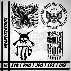 2nd Amendment SVG Bundle, in God We Trusrt, Patriotic 1776 Gun Rights, Arms, Flying Eagle With USA Flag, 4th of July Svg, American Flag Svg - Etsy