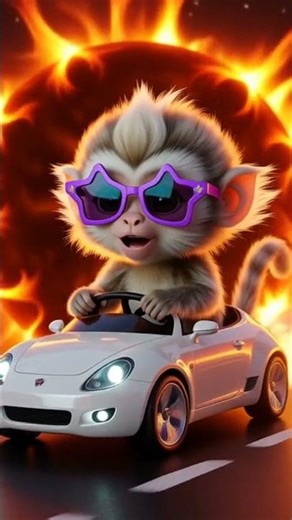 funny cute baby monkey drive super car 😍 | #shorts #BabyMonkey #CuteAnimals #FunnyShorts #MonkeyCar
