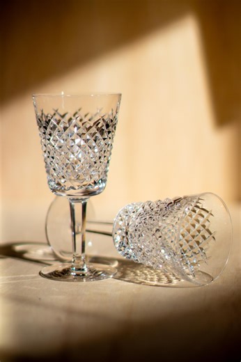 Set of 2 Waterford Crystal Alana 7" Goblets, Vintage Ireland Cut Glass Wine Glasses, Wedding Gift, Luxury Barware, Excellent Condition - Etsy