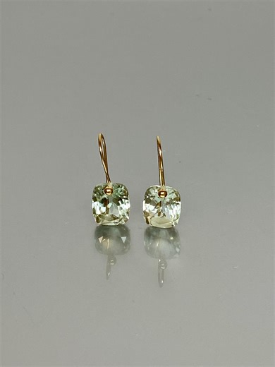 Green Amethyst Dangle Earrings, 24K Gold Vermeil, Birthstone - Etsy