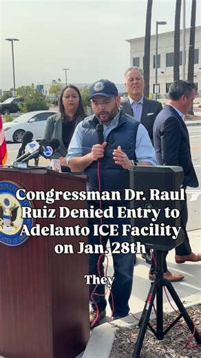 🚨🗣️ Just moments after being denied entry for oversight at the Adelanto ICE Detention Center on the morning of Jan. 28th, Coachella Valley Congressman Dr. Raul Ruiz spoke at Congressman Pete Aguilar’s press conference in San Bernardino denouncing DHS, Trump, and Kristi Noem. Read the full story NOW at IECN.com. 🔗📲 | Inland Empire Community News