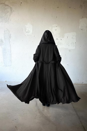 Black Gothic Cloak, Hooded Witch Cloak, Cyberpunk Cosplay Robe, Goth Wool Cape, Plus Size Cardigan - Etsy