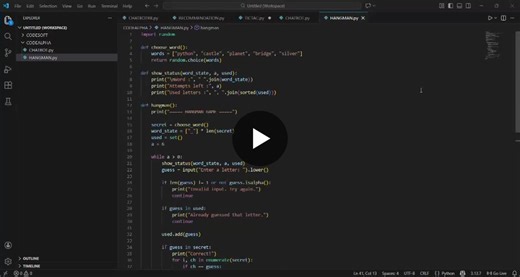 #codealpha #internshipexperience #pythonprogramming #hangmangame #programmingbasics #learningbydoing #skilldevelopment #codingjourney | KEERTHIKA N
