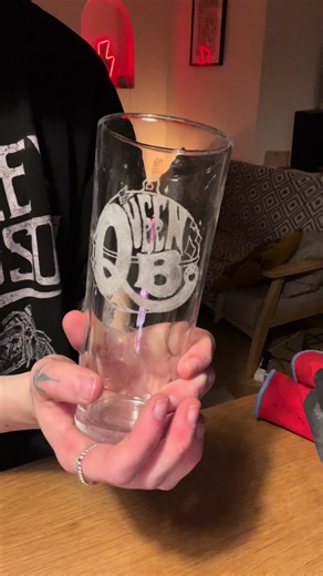 Glass Commission for a Cool Cat called Miss Betsy 🤍 Dusted off some graphic design magic and made a hipster beer logo to keep Queen B hydrated and cool. #tattoo #traditionaltattoo #engraving #dremel #dremelengraved #glassware #commissions #luckytattoo