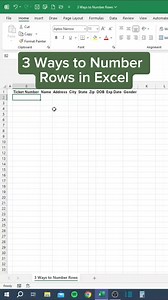 3 Ways to Number Rows in Excel‼️ . . . . #excel #microsoft #microsoftexcel #office #word #o #powerpoint #business #cursodeexcel #data #msexcel #curso #cursoexcel #powerbi #exceltips #motivation #datascience #microsoftoffice #n #aprenderexcel #planilhas #dicasexcel #windows #dashboard #cursos #ado #exceltraining #like #excelbasico #dataanalytics | Data Driven Insights