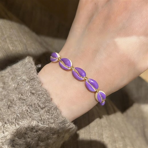 Purple Ocean Shell Bracelet, Ocean Style Jewelry, Handcrafted Gift for Nature Lovers - Etsy