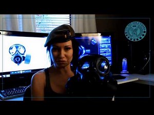 sexy female assassin explains how to train in an army s-10 respirator gasmask