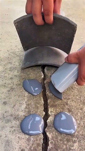 Broken Pipe Leaking Gray Liquid Along Cracked Concrete Fracture Line #shorts