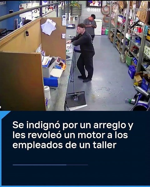ESTADOS ALTERADOS: Se indignó por un arreglo y les revoleó un motor a los empleados de un taller