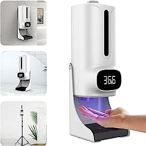 Automatic Hand Sanitizer Dispenser Wall Mount,Desktop,Touch-Free Sanitizing Stations with Temperature Measurement Ideal for Home, Office, School and Commercial Public Areas(Stand Not Include)