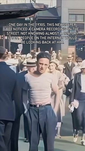 The History Source on Instagram: "Colorized footage of the hustle and bustle of New York City in the 1930s. This paper boy seems fascinated by the camera recording on the street, and keeps looking at it. Little did he know nearly 100 years later, we’d be looking back at him. Video credit: NASS_0 YouTube #history #1930s #newyorkcity #1930sfashion #nyc #backintheday #vintage #oldschool #throwback #colorized #historylovers #historical"