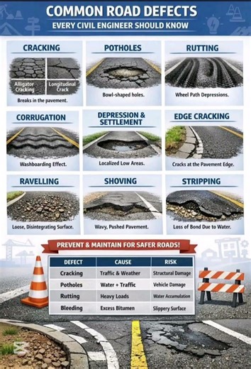 Common Road Defects | Basic knowledge for civil Engineering | #shorts #civilengineering #knowledge
