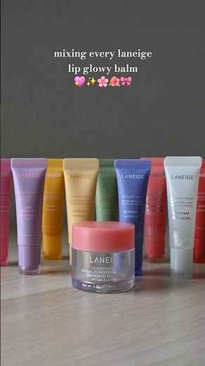 mixing every laneige lip glowy balm 💖✨️🌸🌺🎀 #laneige #lipbalm #makeupmixing #asmr #sephora
