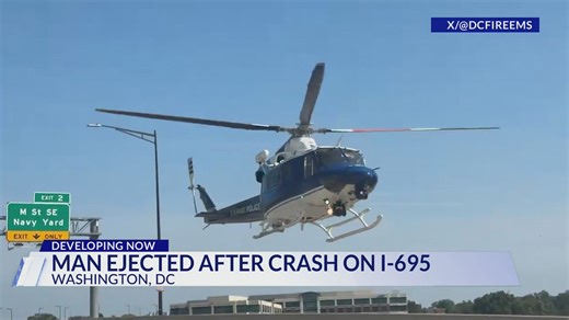 Man ejected from vehicle during crash on I-695 in DC