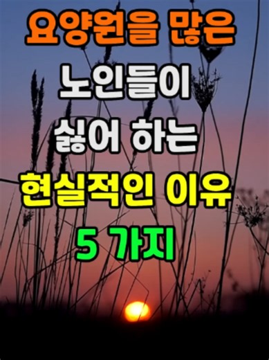 요양원을 노인들이 두려워하는 현실적 이유 5가지