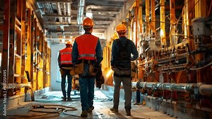 Construction crew installing electrical systems in a new building, highlighting the role of electricians