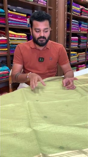 Lime Green Swan Minakari Linen Saree || 1650/- || COD Available