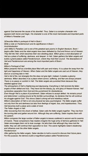 📚 Paradise Lost Book I – Characters & Themes and important questions Explained in Simple Language