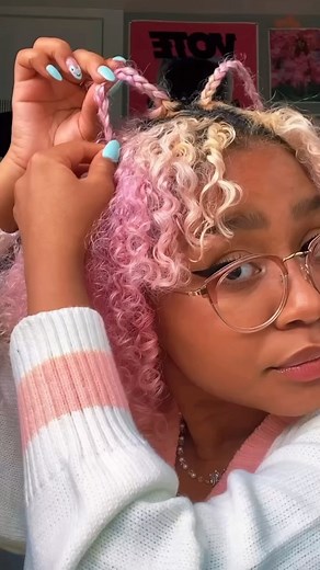 Azaila 🍓🪽 on Instagram: "i’ve seen this hairstyle before and wanted to try on curly hair :D<3 ♡ ♡ ♡ #dailyvlog #outfitideas #hairdye #fashiontips #hairstyles #outfitinspiration #getreadywithme #kawaii #aestheticlook #makeup #softgirlaesthetic #exploremore #softgirl #trend #reels #style #haircolor #outfitinspiration #outfitinspo #aesthetic #explorepage #explore #aestheticclothes #trending #indie #viral #catears #transition #fashioninspo #fashion #explore #curlyhair"