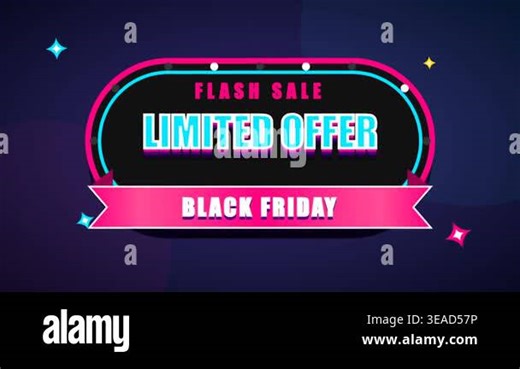 A colorful Black Friday sale sign with a limited offer and flash sale on a dark background Stock Video Footage - Alamy