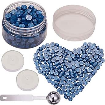 CRASPIRE Royal Blue Sealing Wax Beads, 210pcs, Octagon Shape, Easy to Use for Wedding Invitations, Graduation Envelopes, Cards, Crafts