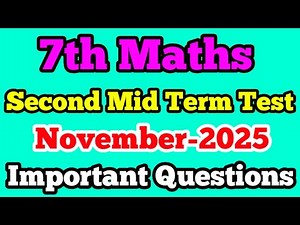 7th maths Second Mid Term Test Important Questions November-2025 English medium 7th maths sums
