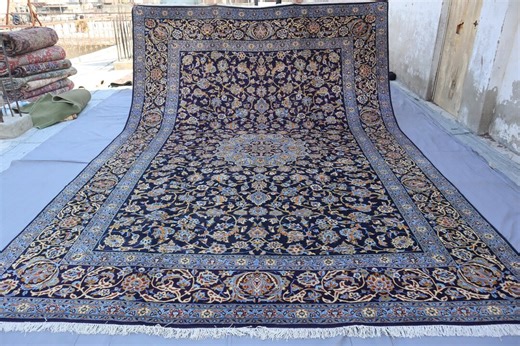 Navy Blue Turkmen Tribal Serapi Area Rug 10'0x13'8 Ft Afghan Handmade Traditional Rug, Rugs for Living Room, Bedroom Rug, Dining Table Rugs - Etsy