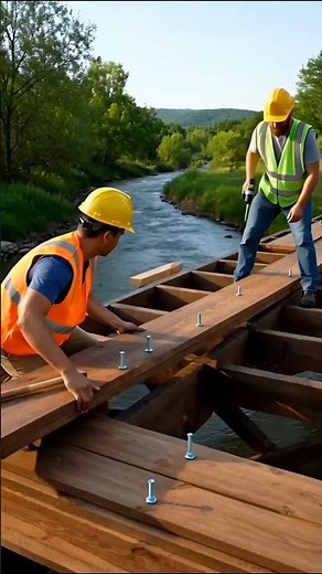 "Building a Massive Wooden Bridge Over a River | Full Construction Process Step by Step"