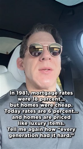 People love to compare interest rates, but they forget to compare prices and income. In the early 80s, rates were brutal, but homes cost a fraction of what they do today and wages still lined up with the math. You could refinance when rates fell. You could not refinance a price that doubled. Today the problem is not just the rate. It is the gap between incomes and home prices. That is why buying feels impossible, even at lower rates. The real conversation is not about who had it harder. It is ab