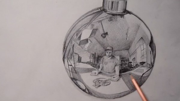 Drawing Distorted Reflection with Convex Mirror Techniques