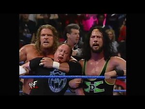 The bloody beating of Earl Hebner. The Rock & Earl Hebner vs Triple H, X-Pac & Road Dogg. Part 2.