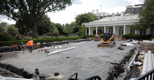 New Photos Show Gravel Laid Over White House Rose Garden As Trump Reno Takes Root