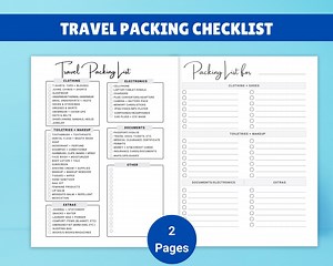 Printable Travel Packing Checklist for Holiday Family Trips, Vacations, Cruising and Camping - Etsy