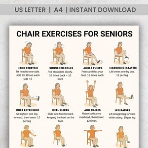 Chair Exercises for Seniors Printable, Seated Workout Chart, Gentle Senior Fitness, Low Impact Routine, Instant Download - Etsy Australia