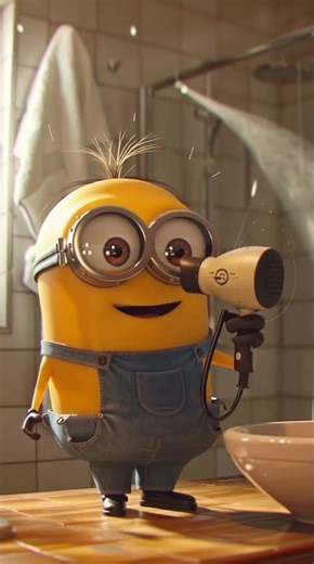 Minion vs Hair Dryer in the Bathroom 😂💨 #animation