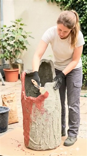 DIY Cactus Cement Planter 🌵 | Easy Home Decor Idea #shorts #diy #cementcraft #cementart