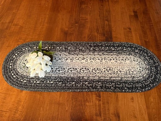Black White Jelly Roll Rug Table Runner - Etsy