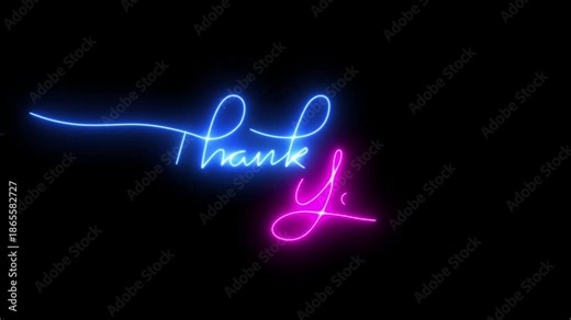 thank you animated neon text lettering handwriting thank you 4k looping croma