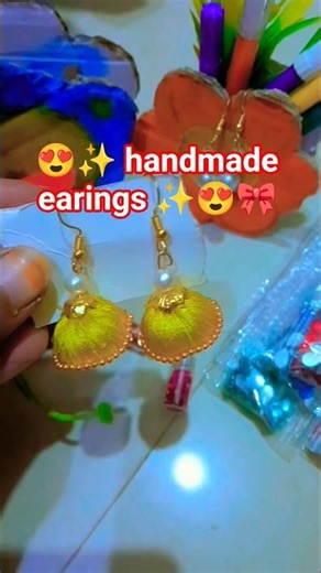 DIY Beautiful thread earings ✨😍🎀🦋#diy #craft #handmade #earrings #diycraft #short #trending #shorts