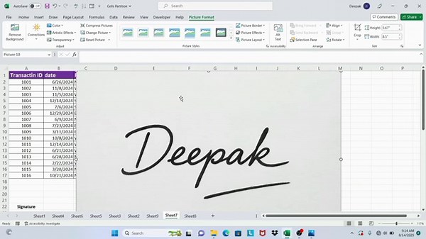 Adding your signature in excel | how to add your signature to a spreadsheet | signature in excel