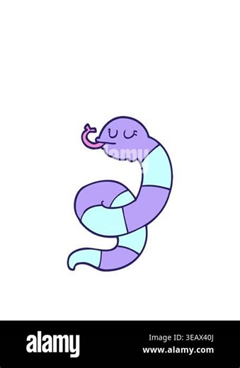 stretching up animation of cartoon doodle snake coiled Stock Video Footage - Alamy