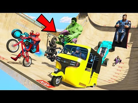 GTA 5: AVENGERS ARMY vs MEGA RAMP JUMP CHALLENGE #1