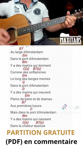 TUTO GUITARE - Amsterdam - Brel #tutoguitare #brel #amsterdam #guitare #apprendrelaguitare #coursdeguitare