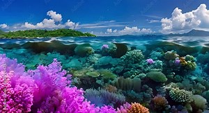 Revitalizing coral reefs in a stunning marine island environment. Concept Coral Reef Restoration, Marine Ecosystem Conservation, Underwater Photography, Climate Change Impact