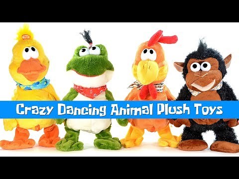 Crazy Dancing Animal Plush Toys Rooster Duck Frog & Wacky Monkey w/ Animal Sounds